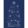 Christmas Tree Sashiko Panel - Blue/Silver